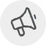 Image of gray circle with bullhorn icon